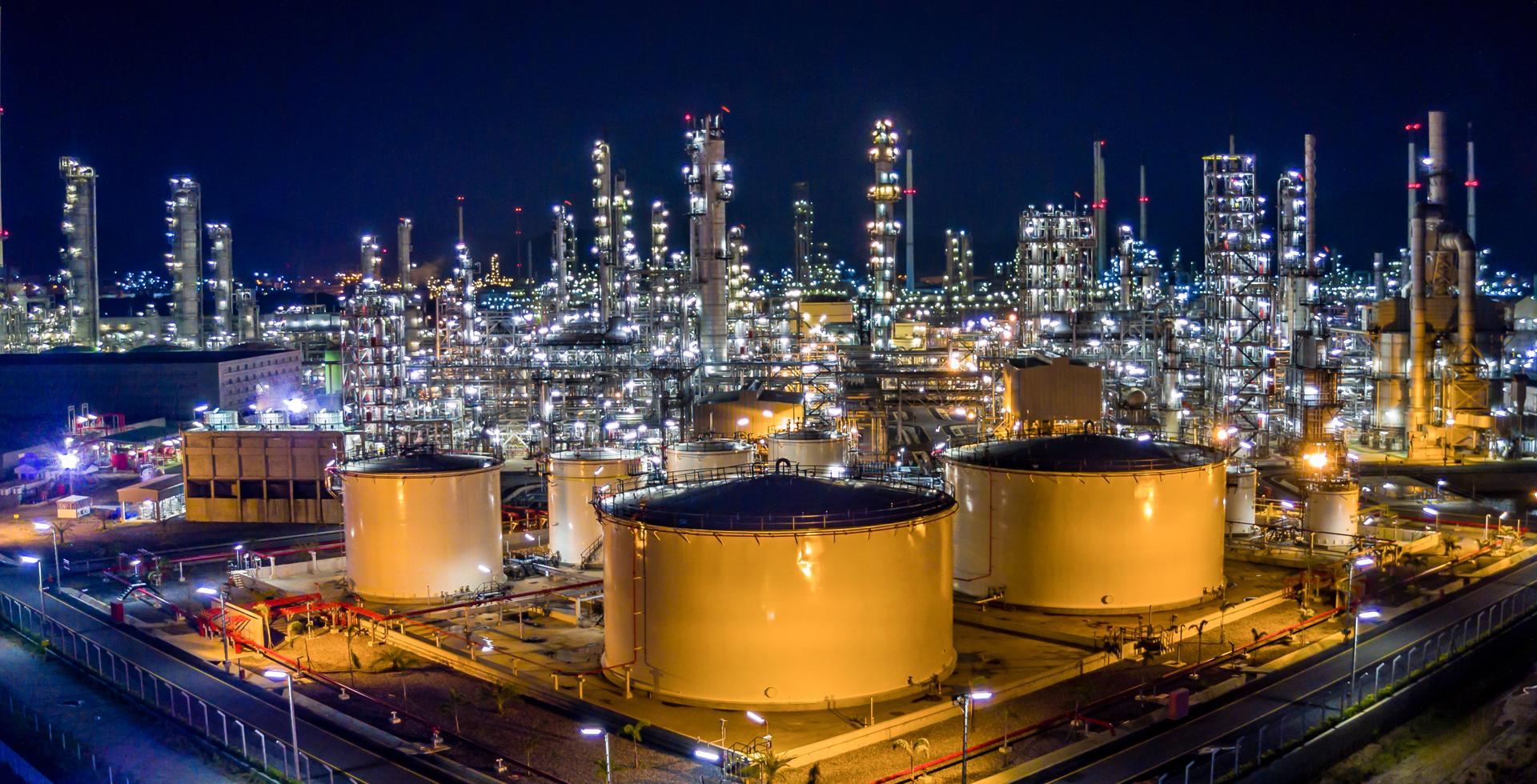 refinery by night